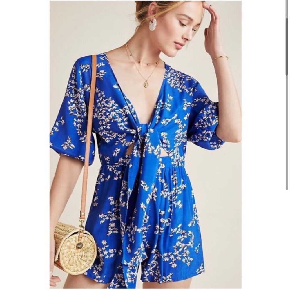 Anthropology | Faithful the Brand Blue Romper Size 4